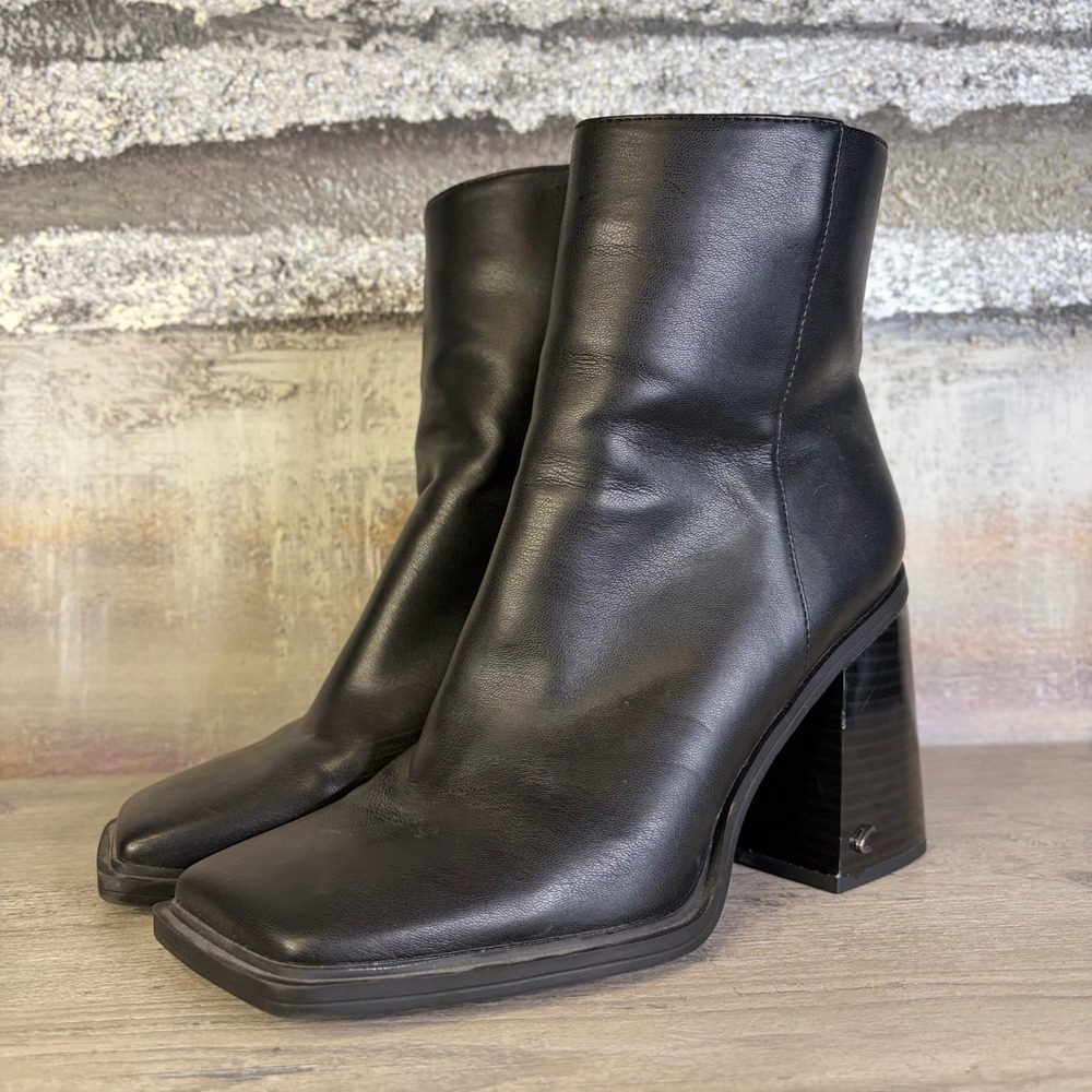 Circus by Sam Edelman Black Square Toe Block Heel Ankle Boots Size 9
